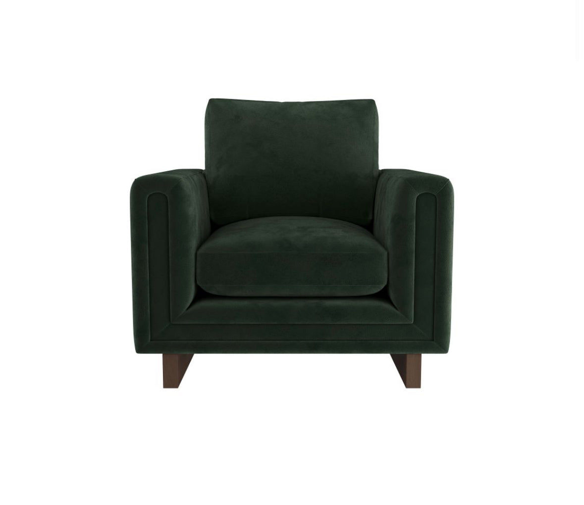 Lovell Forest Green Velvet & Dark Walnut Accent Chair