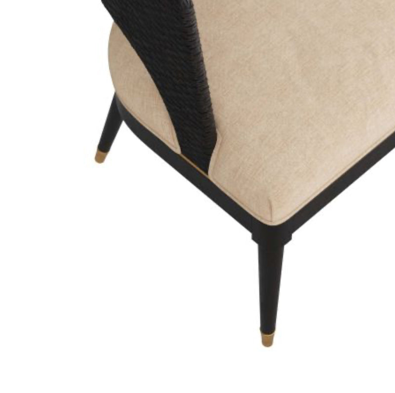 Swanson Natural Linen Black & Gold Dining Chair