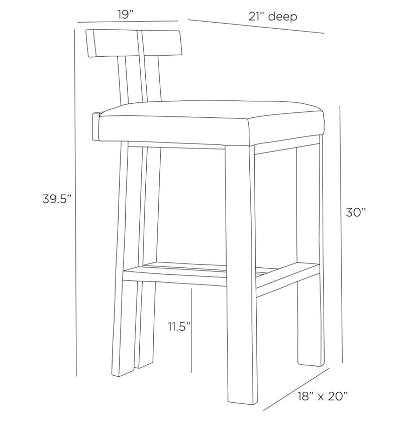 Enola Natural Linen &  Black Wood Bar Stool