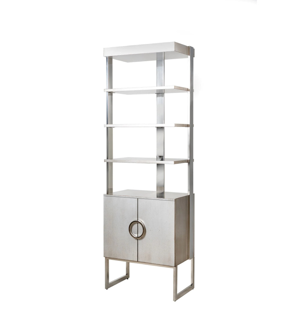 Kyle Satin Brass & Espresso Shelving Unit