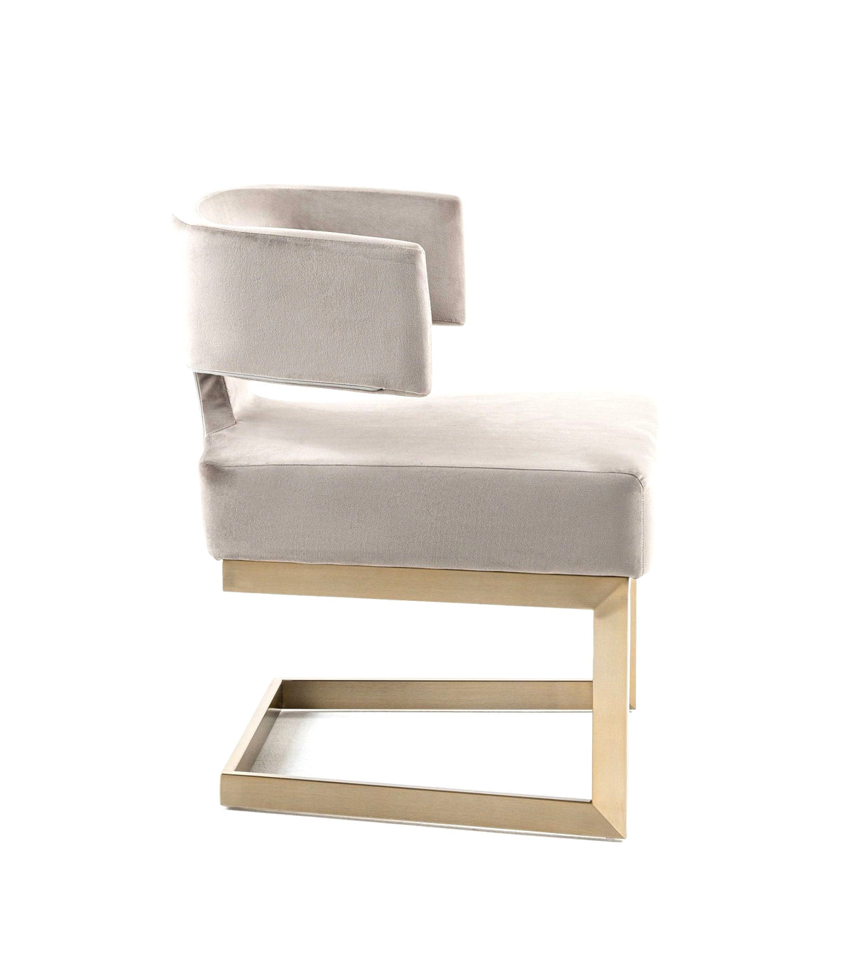 True Modern Off-White Velvet & Brass Dining Chair