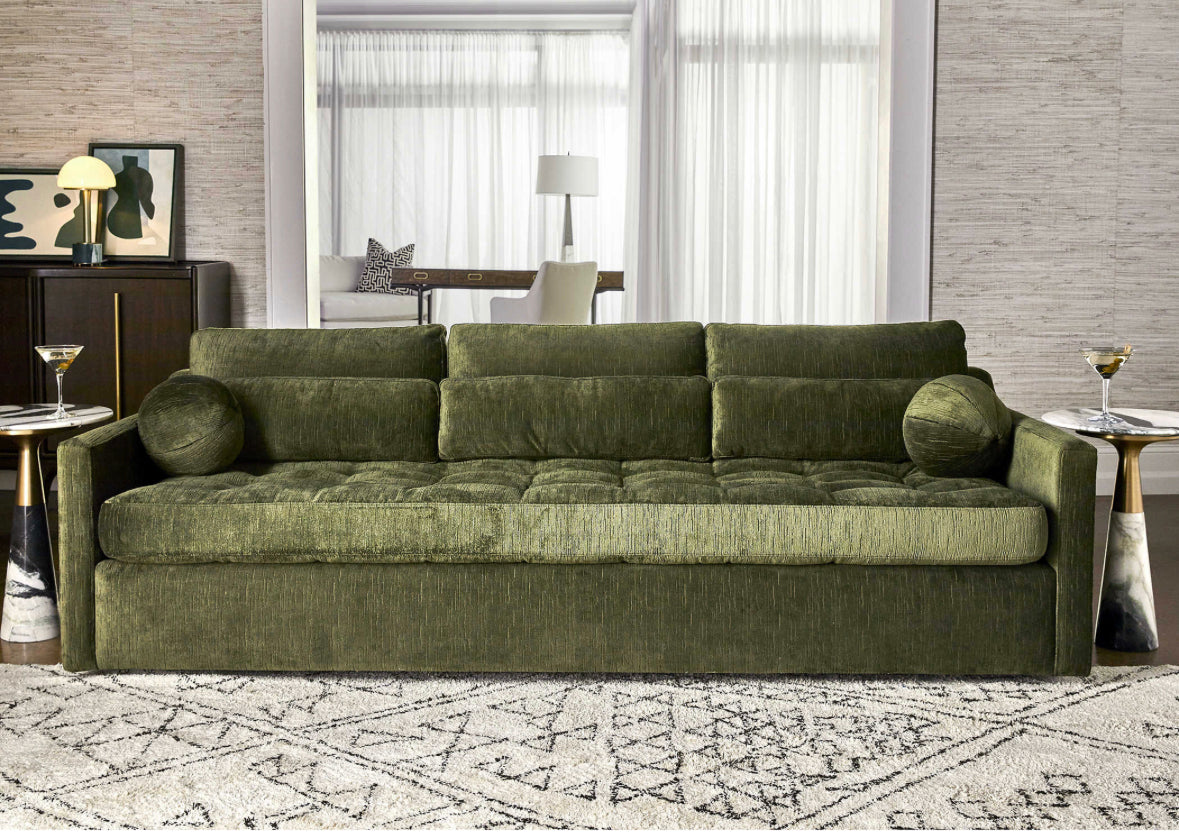 Luxxe Olive Green Velvet Sofa