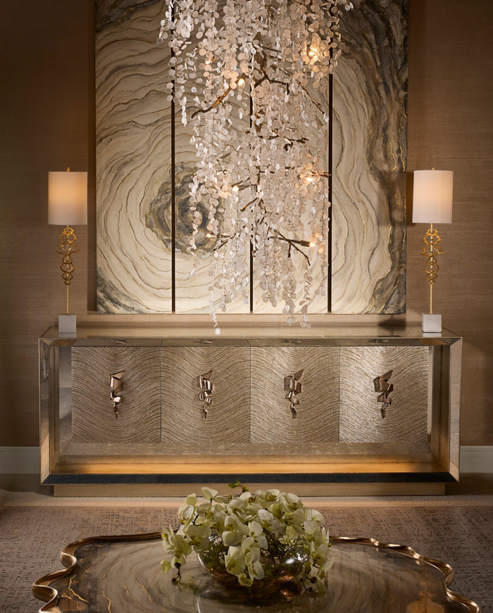 Bridlepath 94.5" Striated Silver & Oak Sideboard