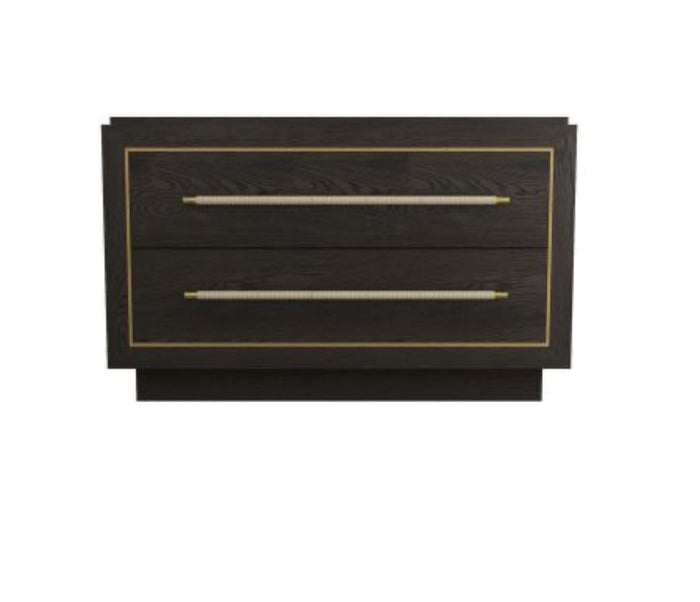 Park Avenue 36" Ebony Oak & Antique Brass Nightstand