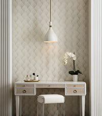 Bailah 56.5”Grasscloth Drawer White & Brass Desk