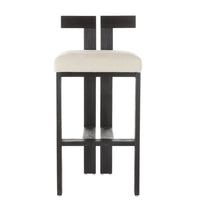 Enola Natural Linen &  Black Wood Bar Stool