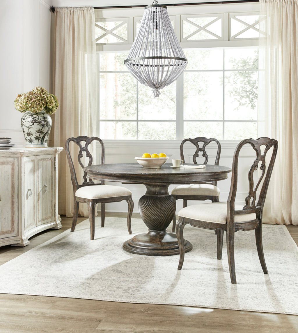 Vintage Chic 54in Round Dining Table with One 20-inch Leaf