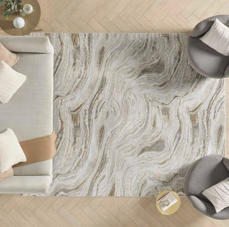 Glam Grey/Gold Modern Area Rug - Elegance Collection