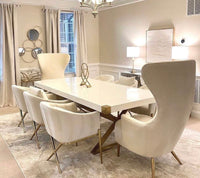 Versailles Cream Velvet Wingback Chair - Luxury Living Collection