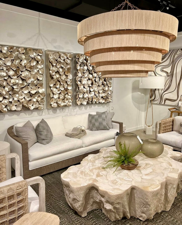 Playa 45.5" Square Hand Placed Oyster Shells Wall Art