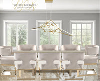 True Modern Off-White Velvet & Brass Dining Chair