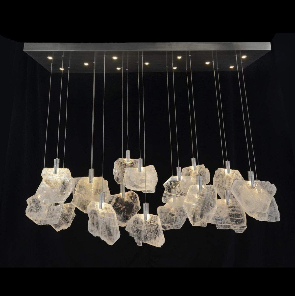 Yve 66” Selenite Pane Twenty-Nine-Light Horizontal Chandelier