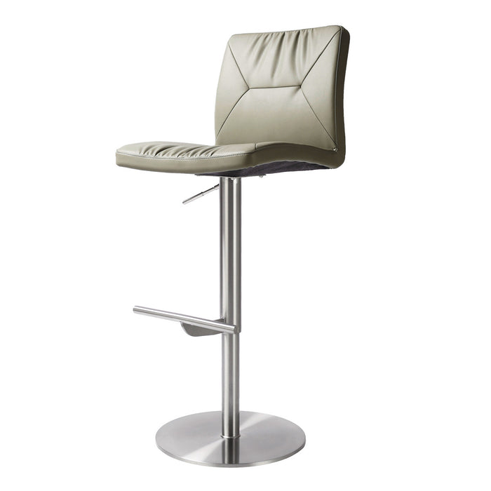 Pluto Light Grey Vegan Leather on Silver Adjustable Stool - Luxury Living Collection