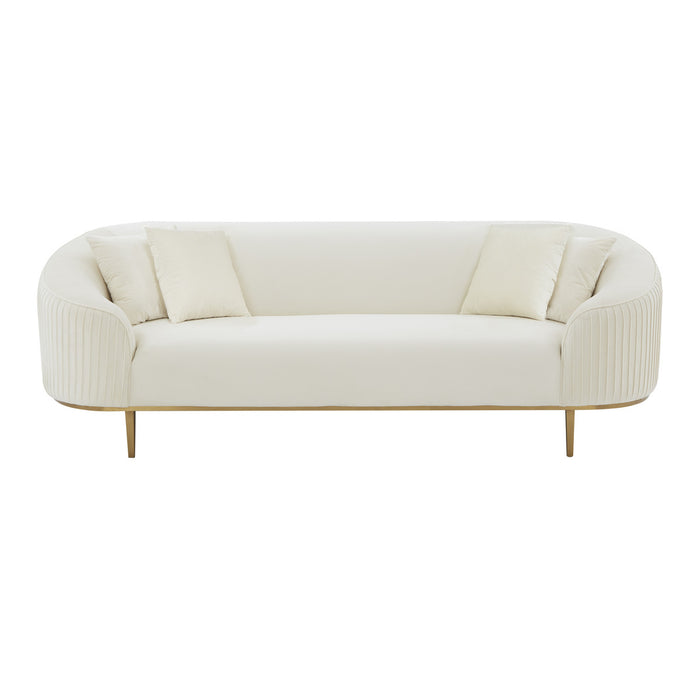 Michelle Cream Velvet Pleated Sofa - Luxury Living Collection