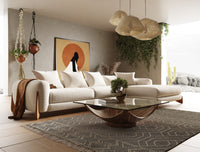 Palacio Cream Fabric and Walnut RAF Sectional Sofa