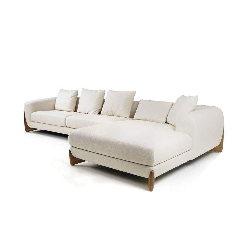 Palacio Cream Fabric and Walnut RAF Sectional Sofa