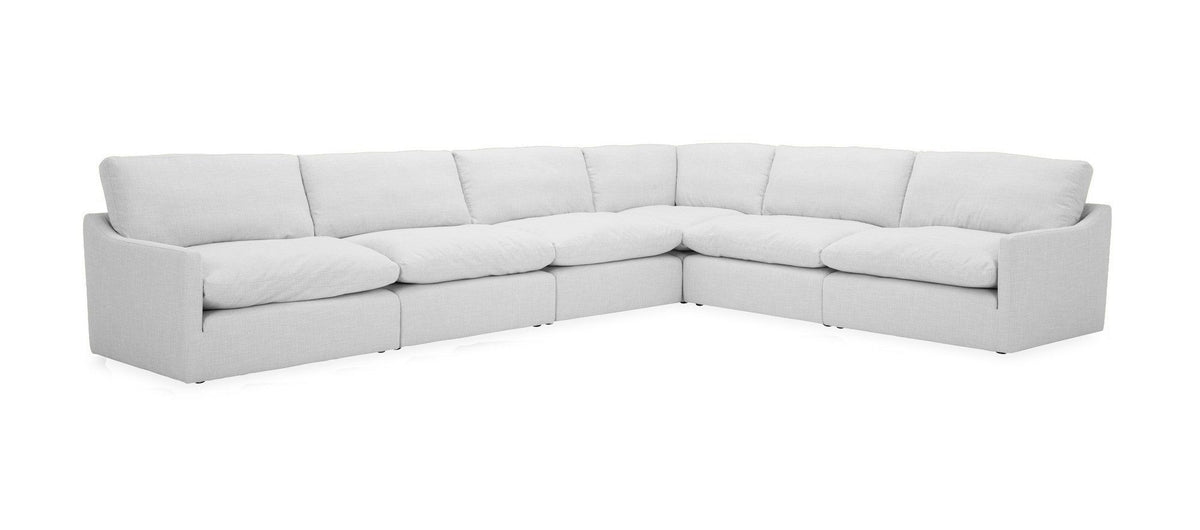 Liota Transitional White Fabric Sectional Sofa