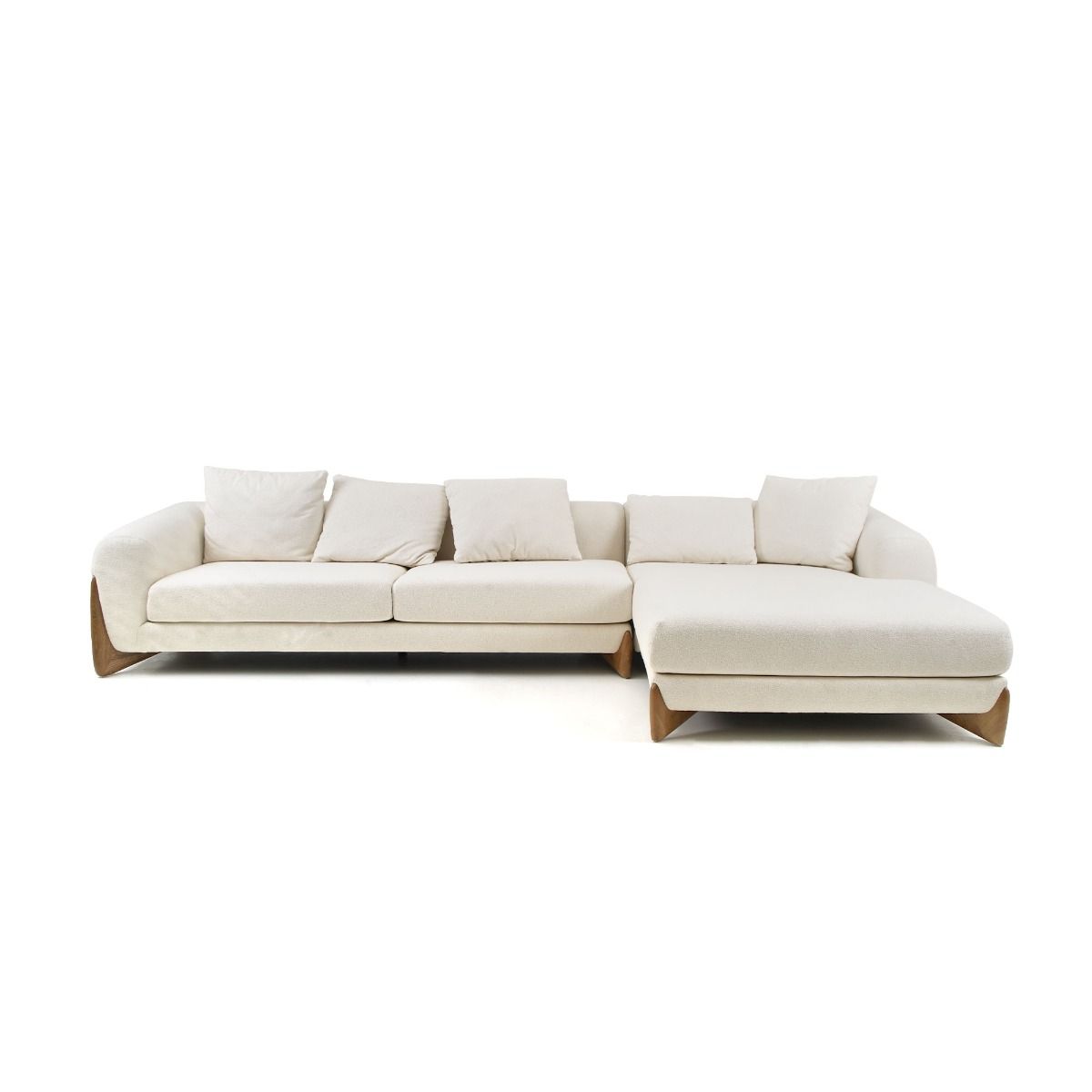 Palacio Cream Fabric and Walnut RAF Sectional Sofa