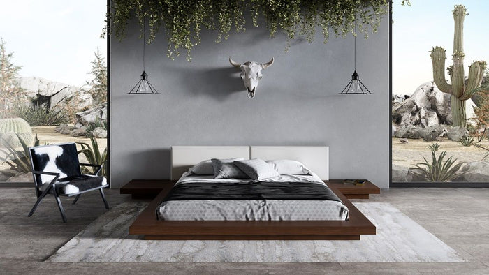 Bram Contemporary Walnut & White Bed