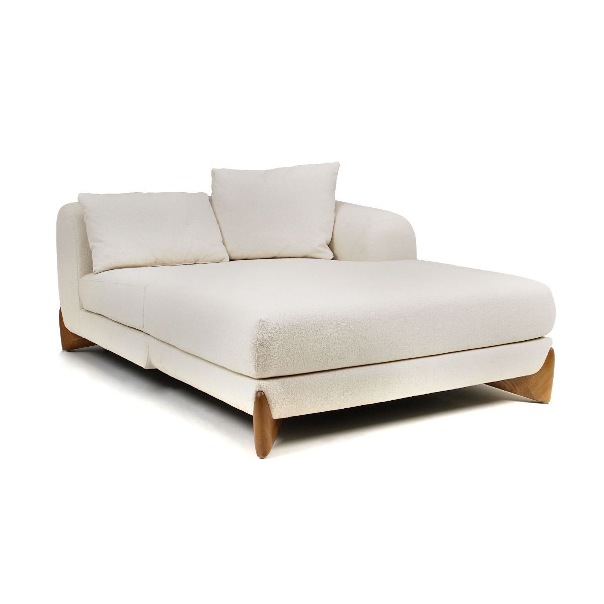 Palacio Cream Fabric and Walnut RAF Sectional Sofa