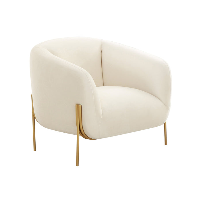 Katie Cream Velvet Accent Chair - Luxury Living Collection