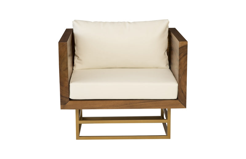Senna Lounge Chair - Natural / Brass Finish
