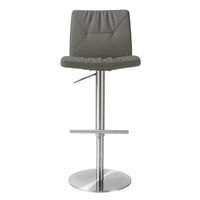 Pluto Dark Grey Vegan Leather on Silver Adjustable Stool - Luxury Living Collection