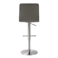 Pluto Dark Grey Vegan Leather on Silver Adjustable Stool - Luxury Living Collection