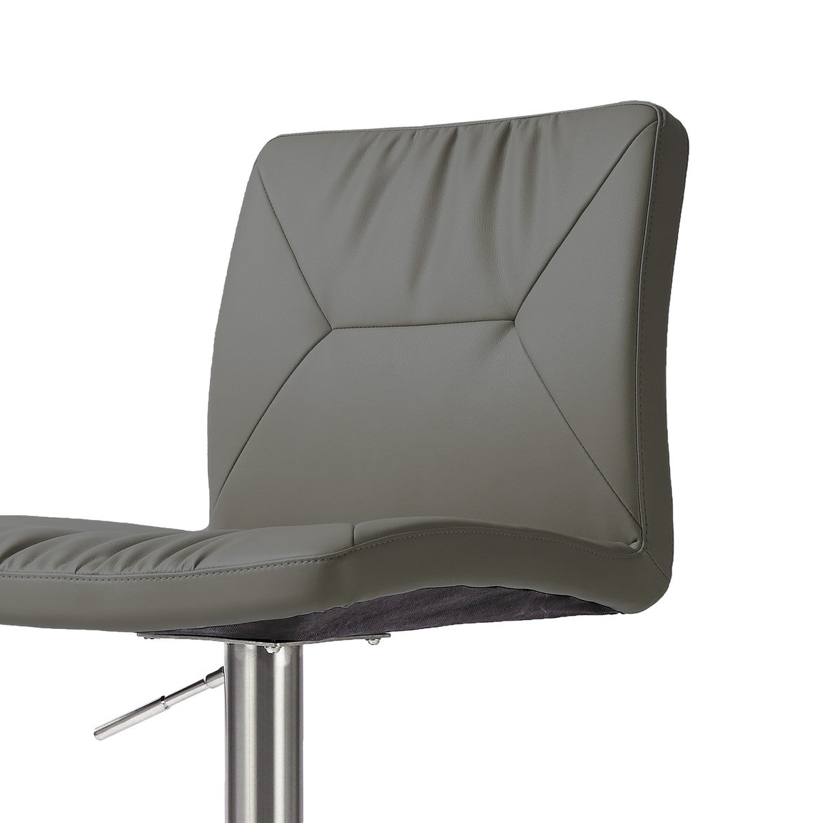 Pluto Dark Grey Vegan Leather on Silver Adjustable Stool - Luxury Living Collection