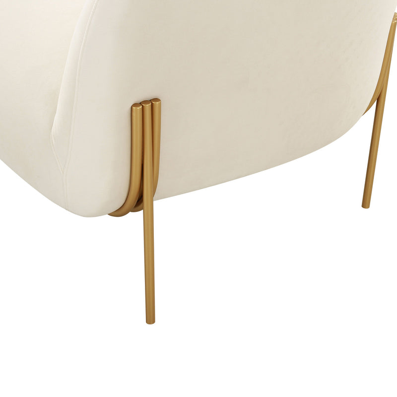 Katie Cream Velvet Accent Chair - Luxury Living Collection