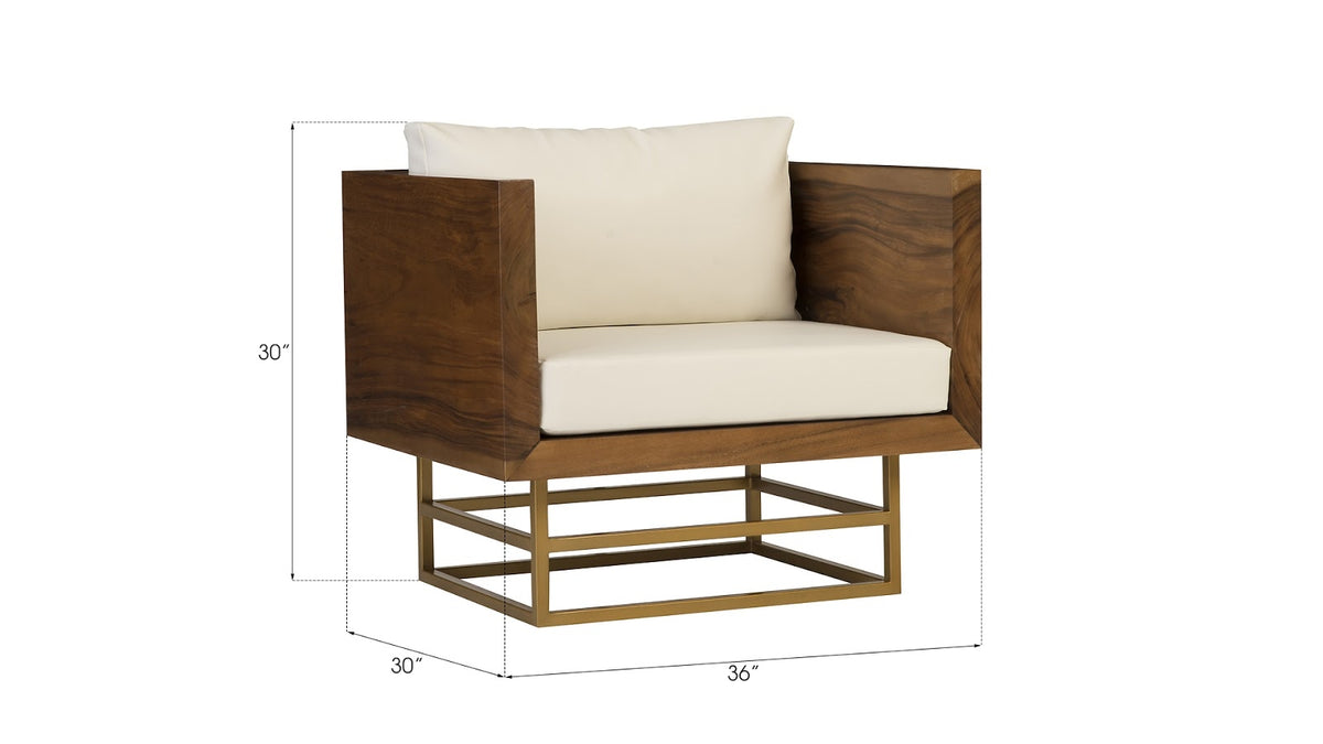 Senna Lounge Chair - Natural / Brass Finish