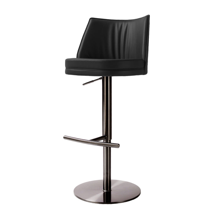 Gemma Black Vegan Leather on Black Adjustable Stool - Luxury Living Collection