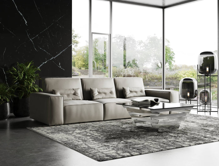 Marigold Italian Grey Leather Sectional Sofa
