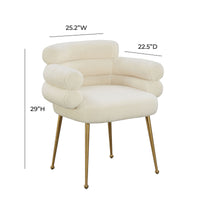 Denala Cream Faux Sheepskin Dining Chair - Luxury Living Collection