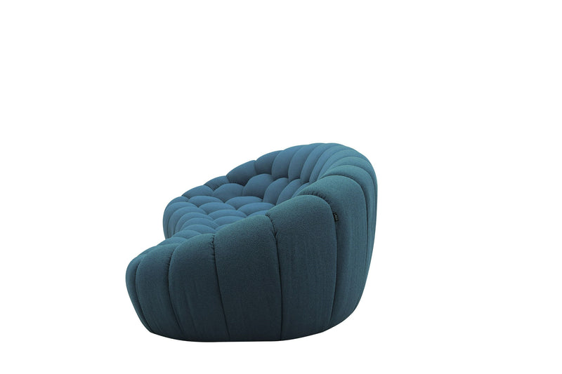 Nicoma Modern Curved Dark Teal Fabric Sofa