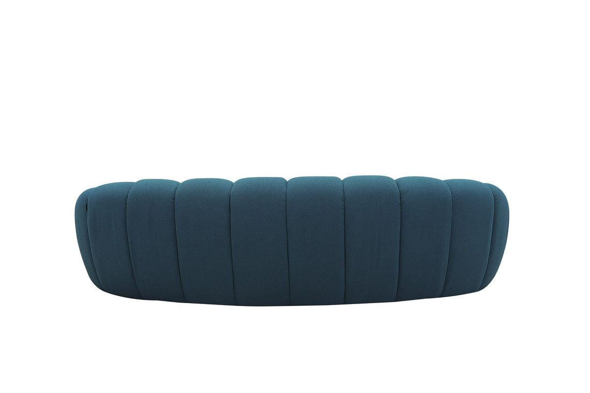 Nicoma Modern Curved Dark Teal Fabric Sofa