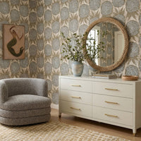 Dorite 62" Cream Faux Shagreen 6-Drawer Dresser