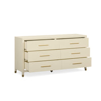 Dorite 62" Cream Faux Shagreen 6-Drawer Dresser