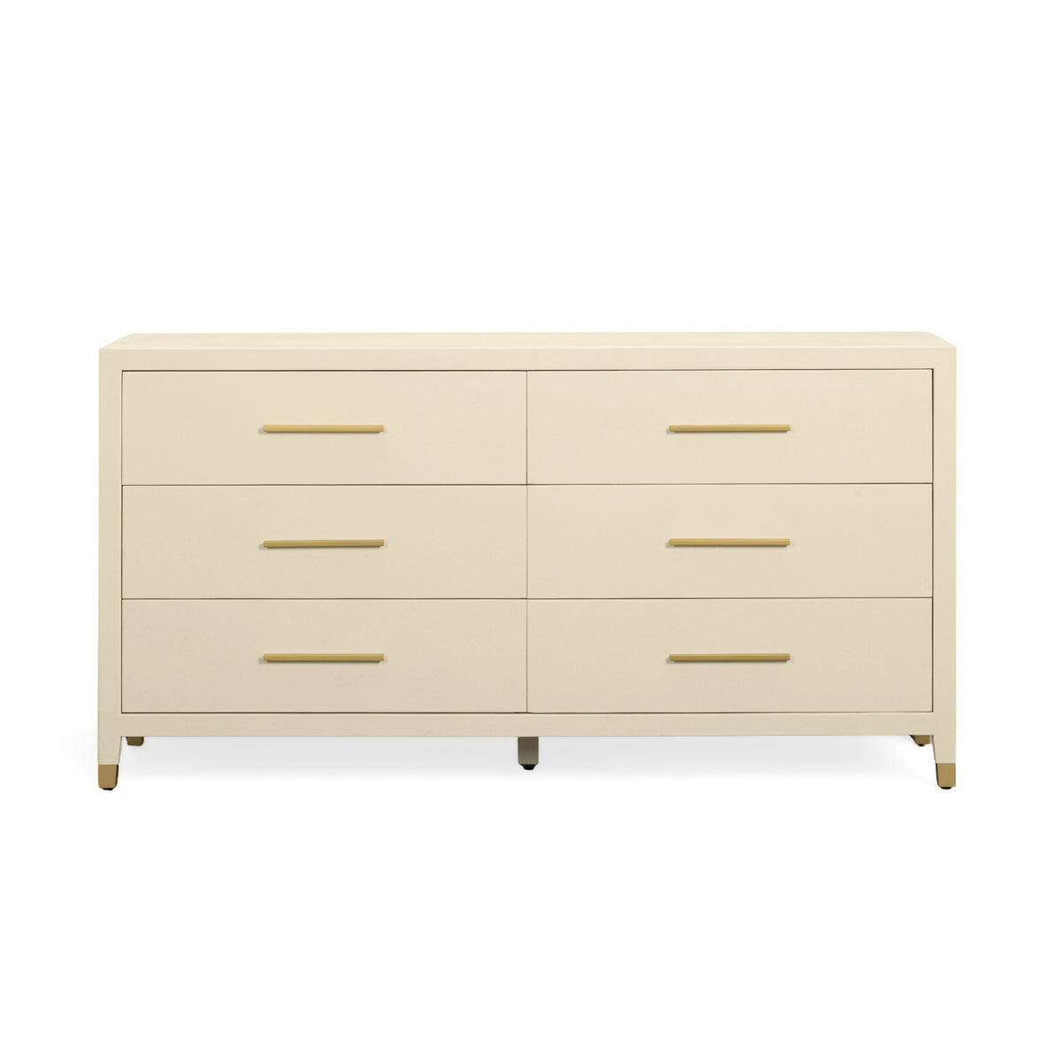 Dorite 62" Cream Faux Shagreen 6-Drawer Dresser