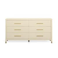 Dorite 62" Cream Faux Shagreen 6-Drawer Dresser