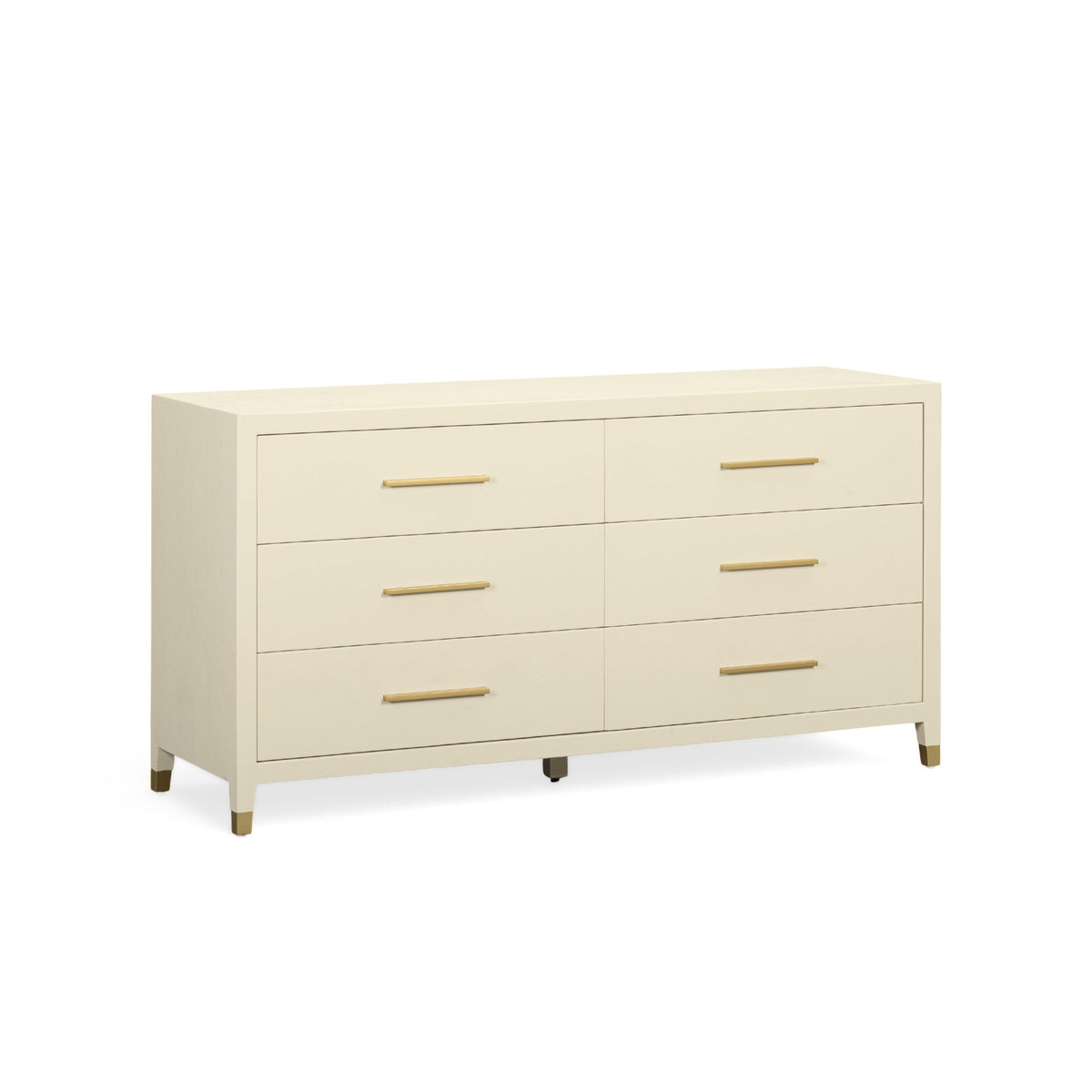 Dorite 62" Cream Faux Shagreen 6-Drawer Dresser