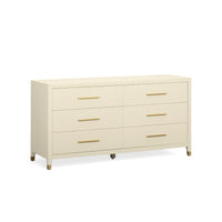 Dorite 62" Cream Faux Shagreen 6-Drawer Dresser