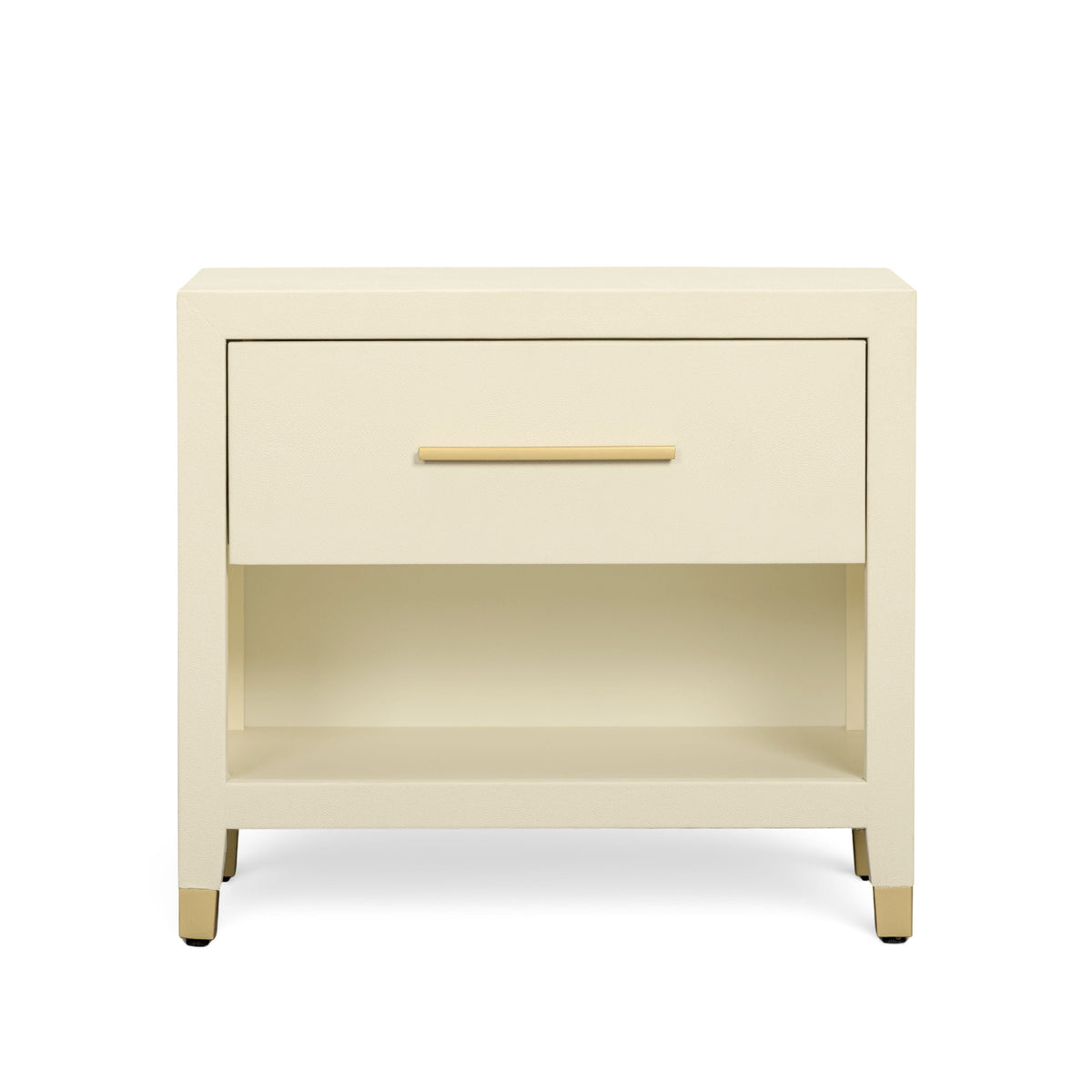 Dorite 25" Cream Faux Shagreen Nightstand with Drawer