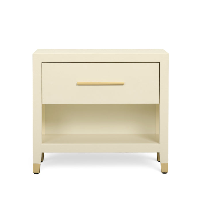 Dorite 25" Cream Faux Shagreen Nightstand with Drawer