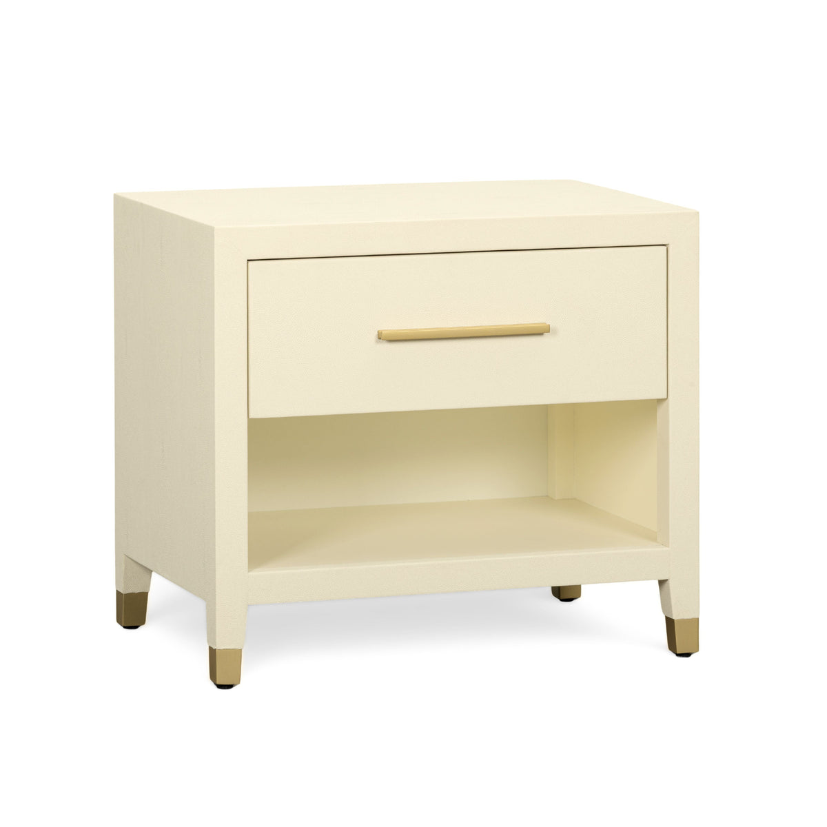 Dorite 25" Cream Faux Shagreen Nightstand with Drawer