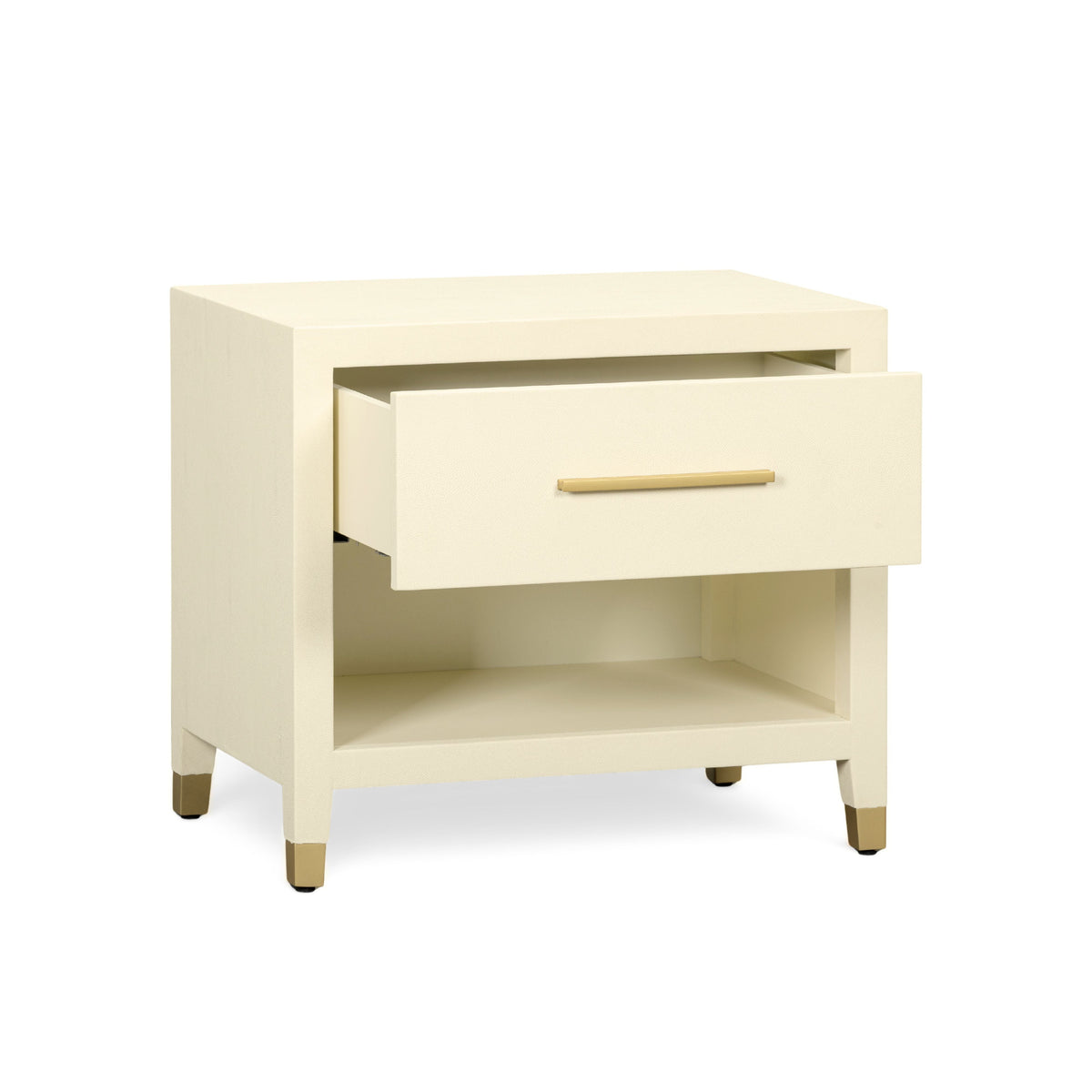 Dorite 25" Cream Faux Shagreen Nightstand with Drawer