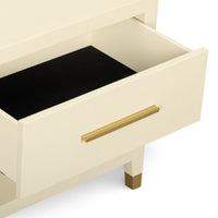 Dorite 25" Cream Faux Shagreen Nightstand with Drawer