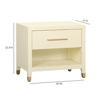 Dorite 25" Cream Faux Shagreen Nightstand with Drawer