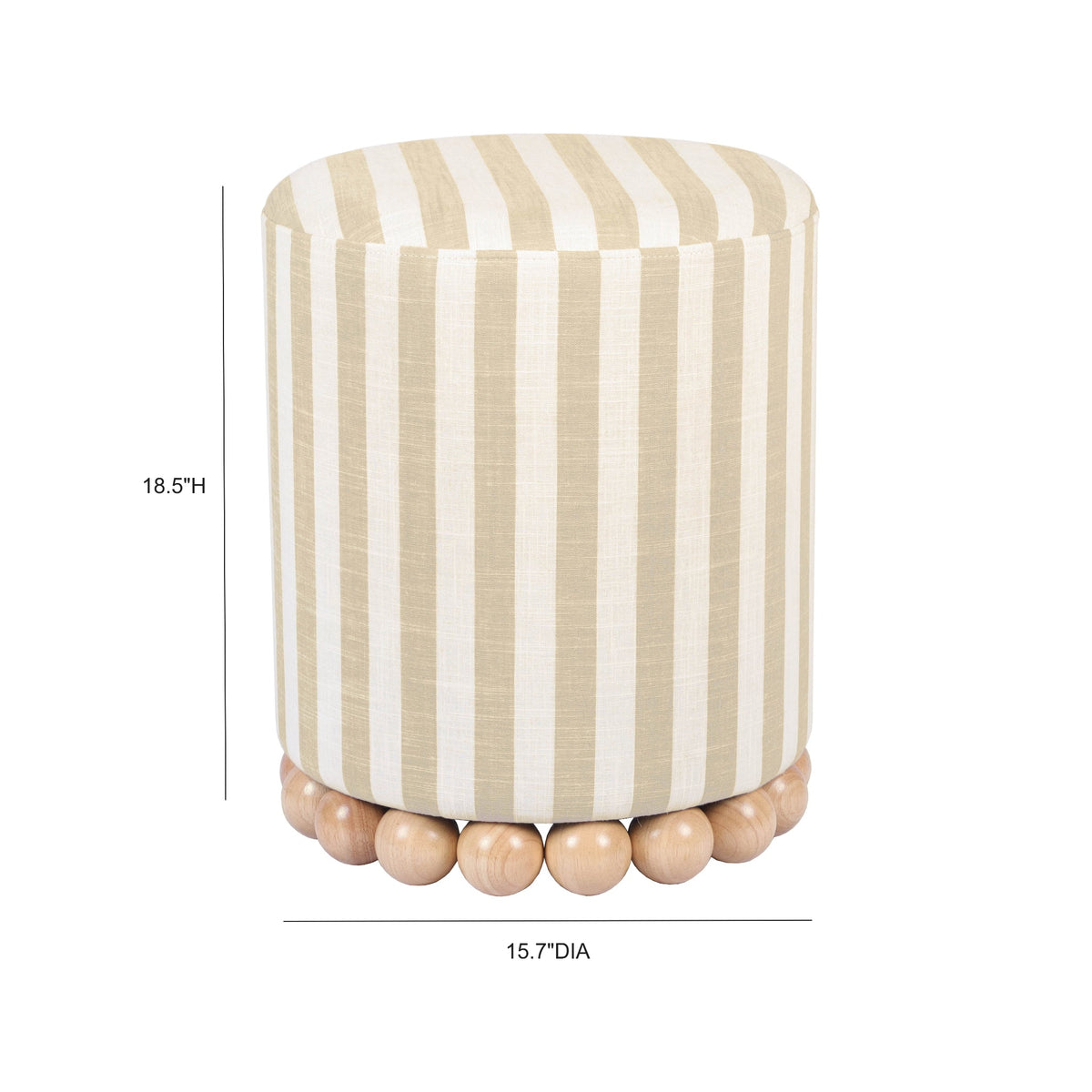 Valerie Beige Striped Linen Ottoman