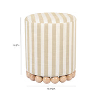 Valerie Beige Striped Linen Ottoman